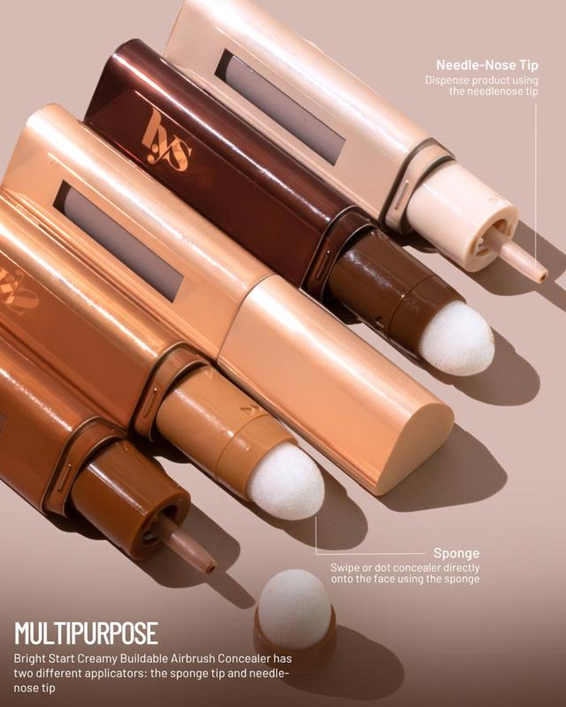 Bright Start Creamy Buildable Airbrush Concealer with Removable Sponge Applicator for a Flawless Finish