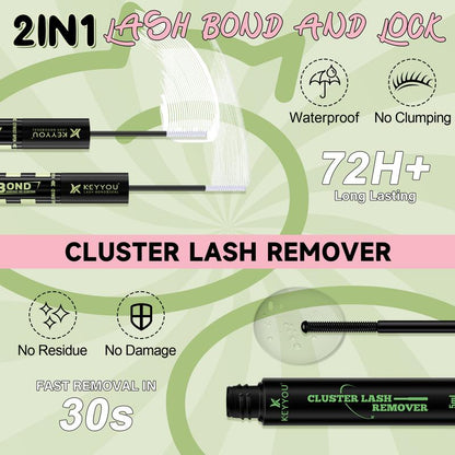 KEYYOU Cat Eye DIY Lash Extension Kit - Ultra-Thin Invisible Band, Waterproof, Long-Lasting Clusters; Beginner-Friendly Velvet Lashes