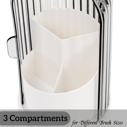 Elegant Rotatable Clear Makeup Brush Storage Box - Lightweight Organizer for Home and Travel, Perfect for Christmas Gifting