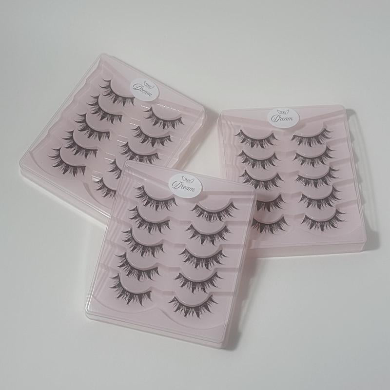 5 Pairs of Reusable Glossy Synthetic False Lashes - Lightweight Anime-Inspired Eyelashes for Everyday Glam and Cosplay Makeup