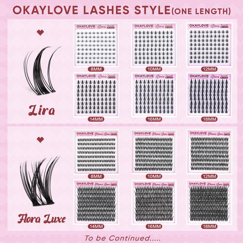 OKAYLOVE Lashes Cluster - Premium Soft Eyelash Extensions in 8/10/12/14/16/18MM, Ideal for DIY Natural Makeup, Perfect Gift for Beauty Enthusiasts
