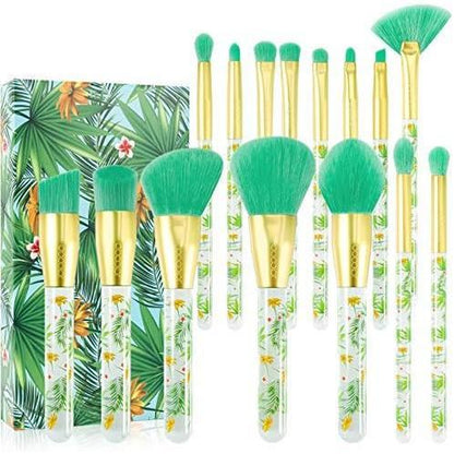 10-Piece Synthetic Kabuki Makeup Brush Set for Foundation, Contour, Blush, Concealer, and Eye Shadow - Neon Green