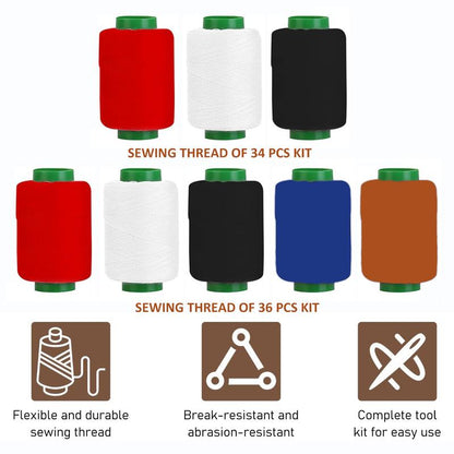 34/36 Piece Big Eye Steel Needle and Thread Set - Portable DIY Sewing Kit for Beginners and Professionals, Ideal Gift for Moms, Grandmothers, and Craft Enthusiasts