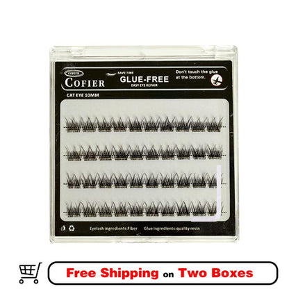 Cofier No-Glue Lash Clusters - 40 Piece Self-Adhesive Eyelash Set with Uniform Lengths (10/12/14mm) for Effortless, Natural Application Suitable for Beginners