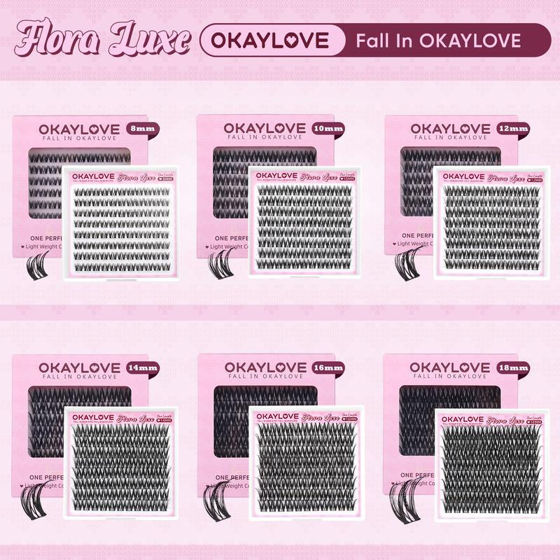 OKAYLOVE Lashes Cluster - Premium Soft Eyelash Extensions in 8/10/12/14/16/18MM, Ideal for DIY Natural Makeup, Perfect Gift for Beauty Enthusiasts